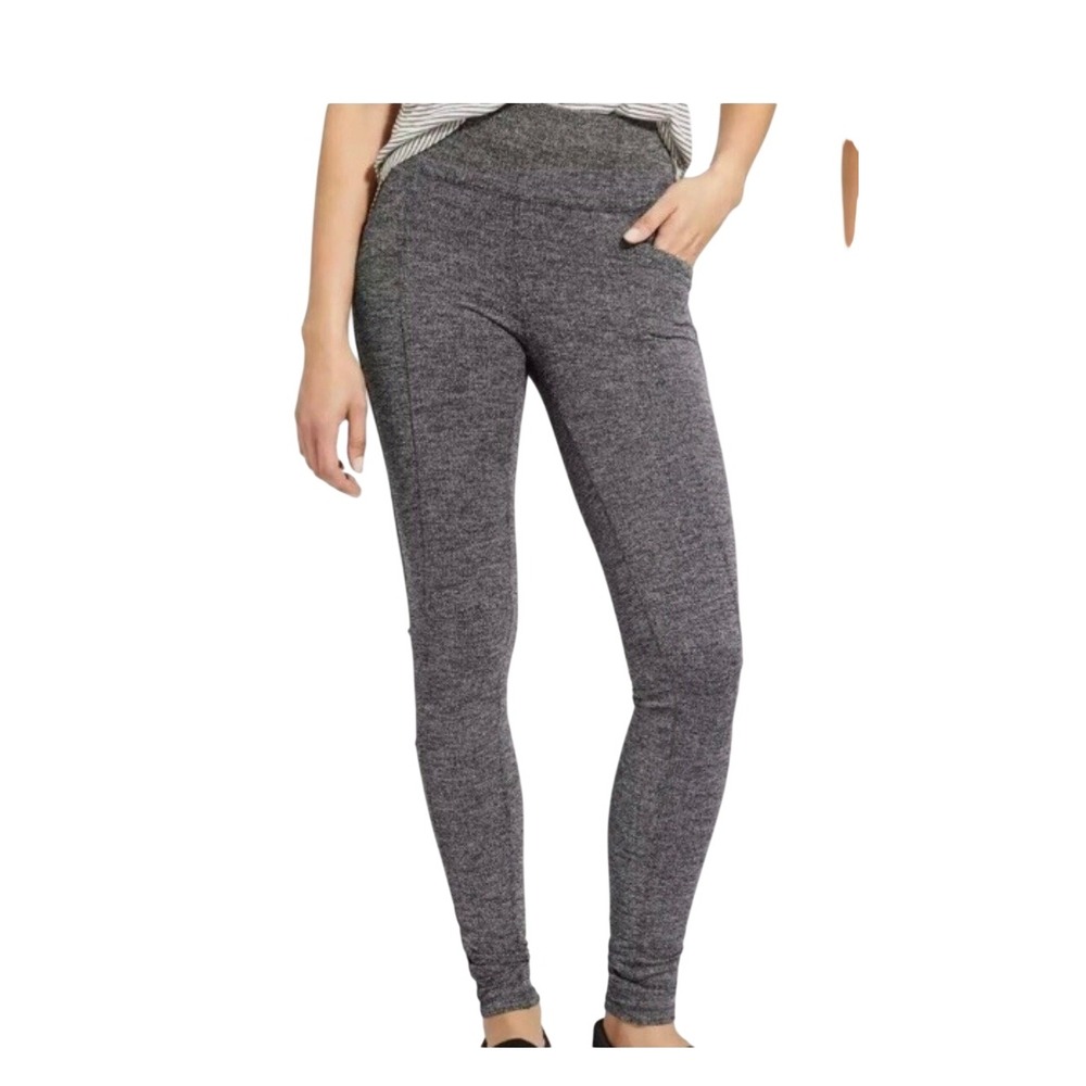 Athleta Metro Herringbone Leggings Pants M Gray High Rise Skinny Pockets